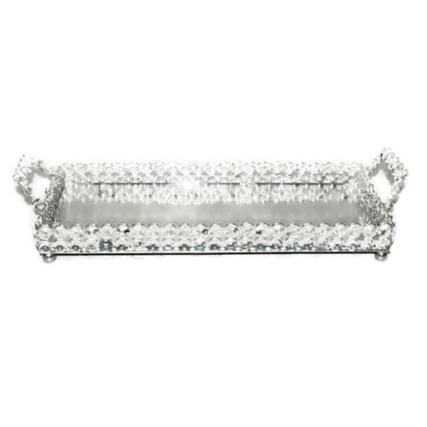 Jiallo Jiallo 72870 15 x 6.75 in. Sparkle Crystal Mirror Tray 72870